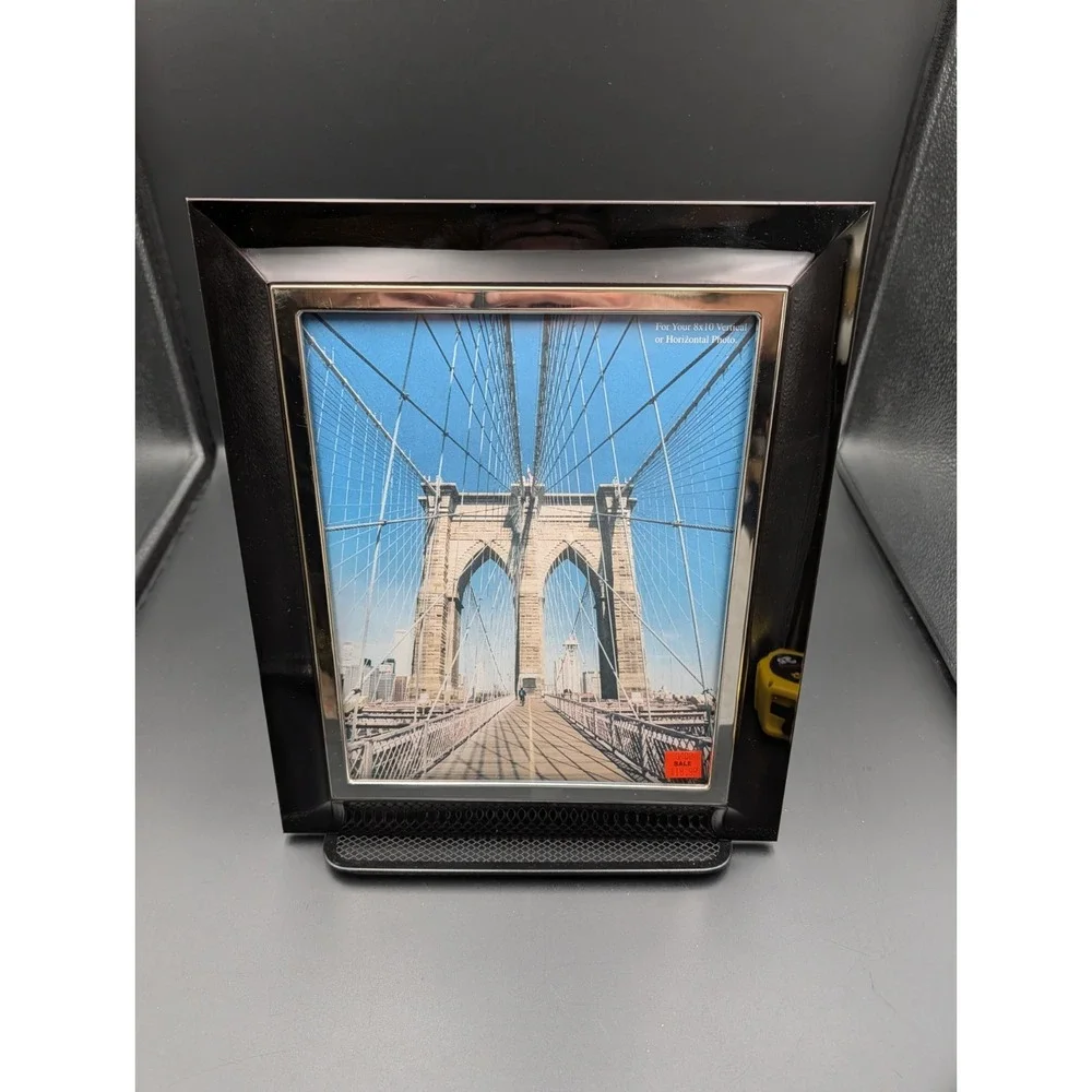 Fetco Home Decor 8x10 Picture Frame Black Silver Chrome 1pc New Old Stock